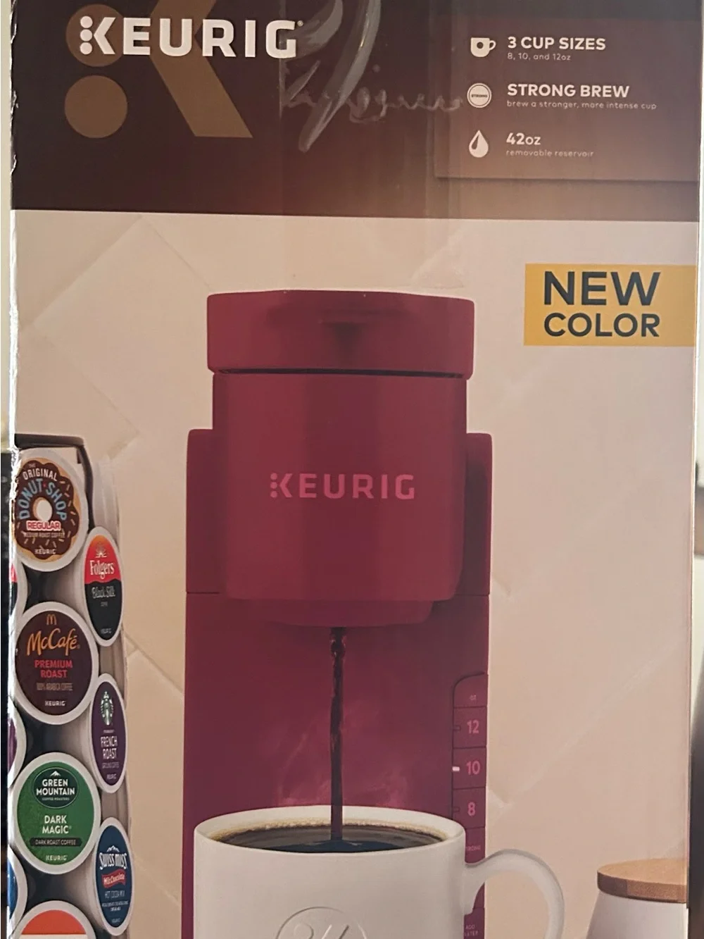 NIB- Keurig K-Express Single-serve coffeemaker in Island Berry. MSRP-$ $119